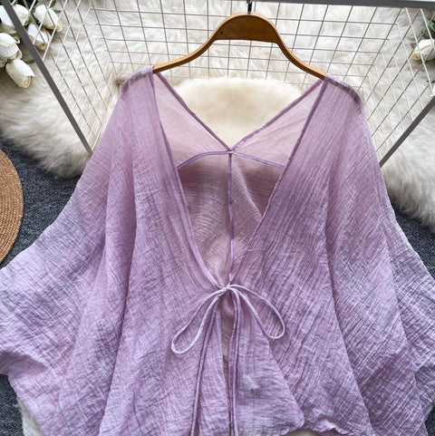 Fairy Cardigan & Ruffled Slip Dress 2Pcs