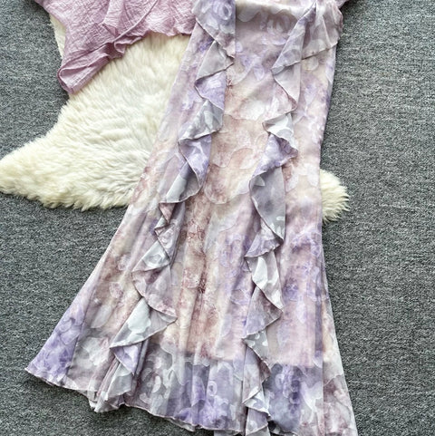 Fairy Cardigan & Ruffled Slip Dress 2Pcs