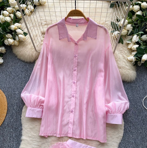 Shirt & 3D Ruffled Skirt 2Pcs