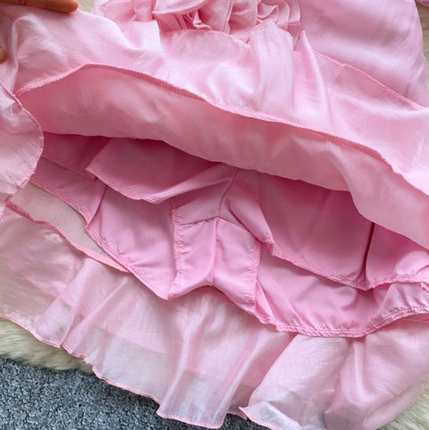 Shirt & 3D Ruffled Skirt 2Pcs