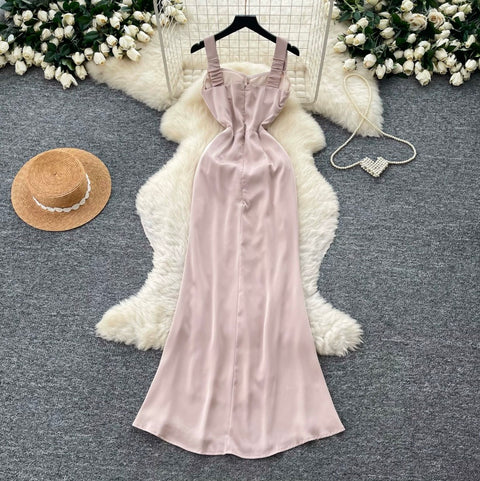 Elegant Apricot Pink Slip Dress