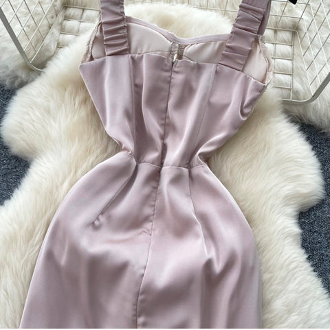 Elegant Apricot Pink Slip Dress