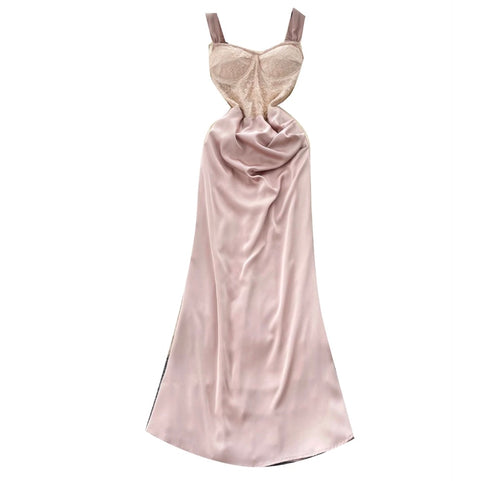 Elegant Apricot Pink Slip Dress