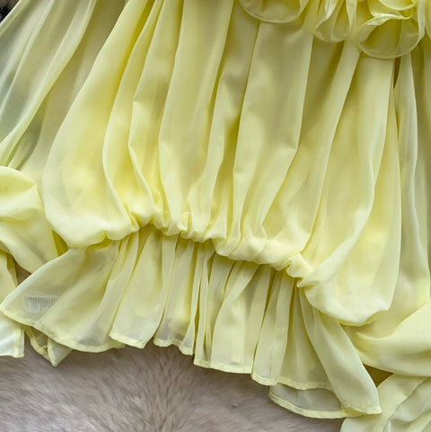 Slant Neckline Ruffled Chiffon Shirt