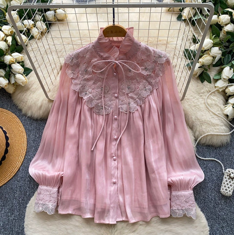 Bow-tie 3D Embroidery Shirt