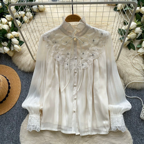 Bow-tie 3D Embroidery Shirt