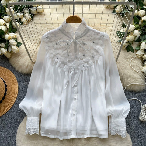Bow-tie 3D Embroidery Shirt