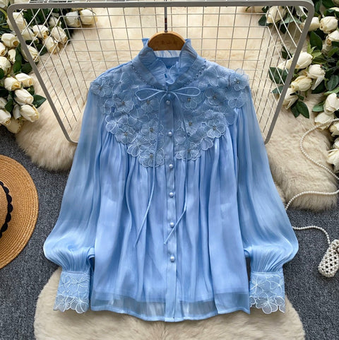 Bow-tie 3D Embroidery Shirt