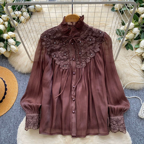 Bow-tie 3D Embroidery Shirt