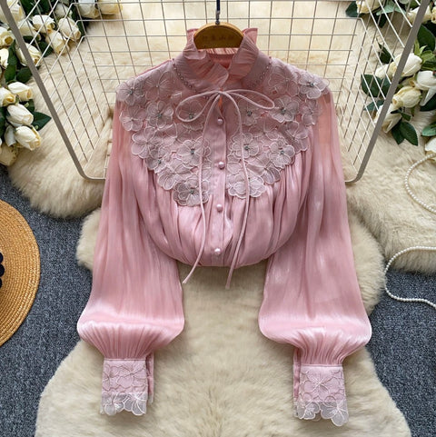 Bow-tie 3D Embroidery Shirt