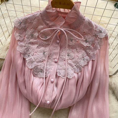 Bow-tie 3D Embroidery Shirt