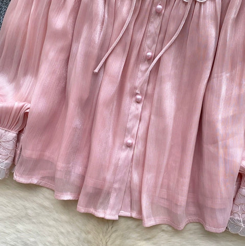 Bow-tie 3D Embroidery Shirt
