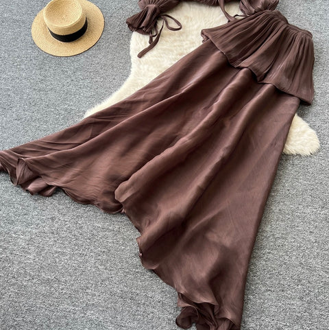 Pleated Shirt & Layered A-line 2Pcs