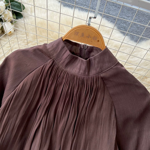 Pleated Shirt & Layered A-line 2Pcs