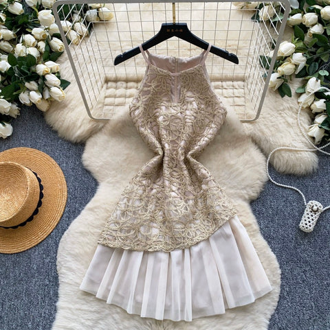 High-end Hollowed Embroidered Lace Dress