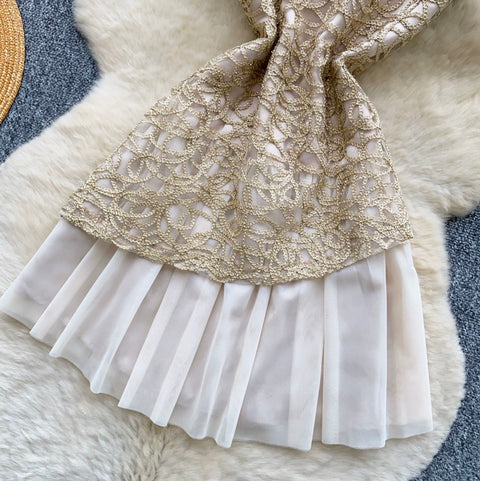 High-end Hollowed Embroidered Lace Dress