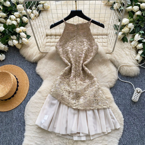 High-end Hollowed Embroidered Lace Dress