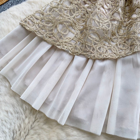 High-end Hollowed Embroidered Lace Dress