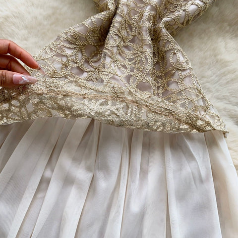 High-end Hollowed Embroidered Lace Dress