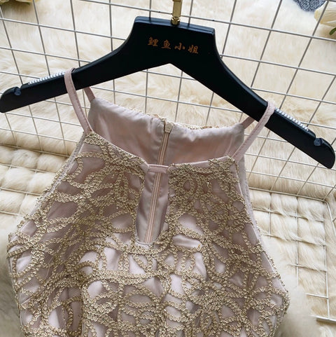 High-end Hollowed Embroidered Lace Dress