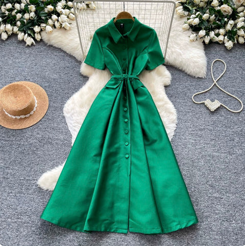 French Style A-line Shirt Dress