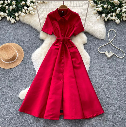 French Style A-line Shirt Dress