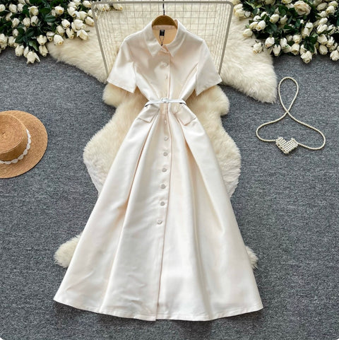 French Style A-line Shirt Dress