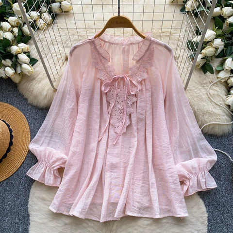 French Style Lace Patchwork Shirt