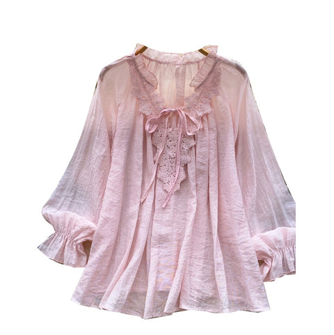 French Style Lace Patchwork Shirt