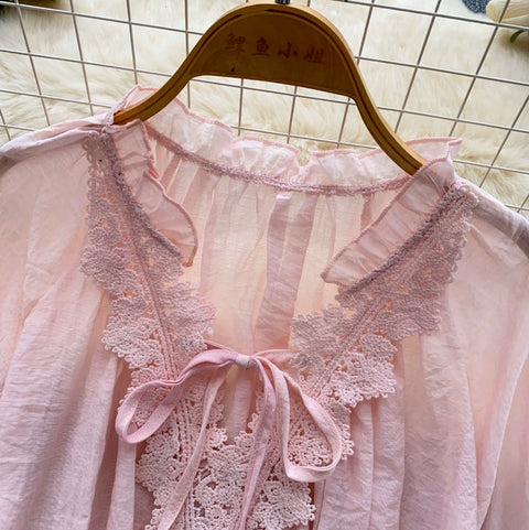 French Style Lace Patchwork Shirt