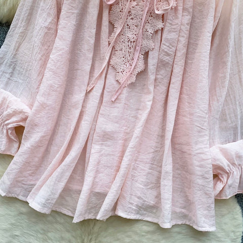 French Style Lace Patchwork Shirt