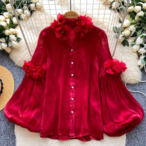 3D Ruffled Loose-fit Shirt