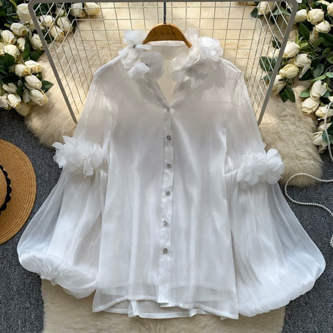 3D Ruffled Loose-fit Shirt