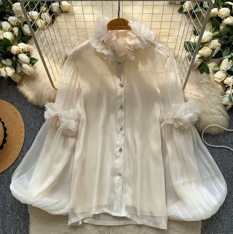 3D Ruffled Loose-fit Shirt