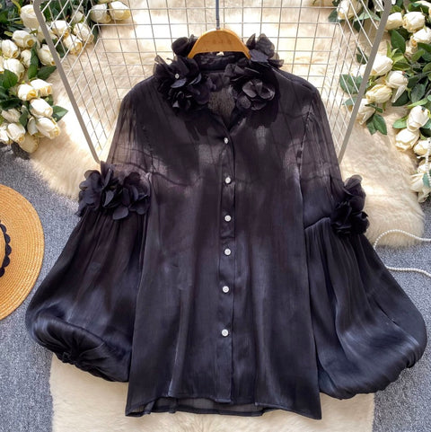 3D Ruffled Loose-fit Shirt