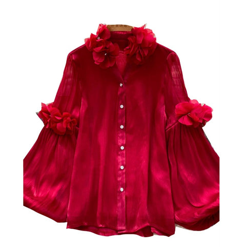 3D Ruffled Loose-fit Shirt