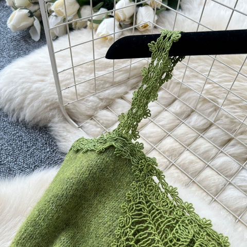 Knitted Shawl&Slip Dress 2Pcs