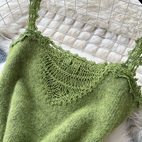 Knitted Shawl&Slip Dress 2Pcs