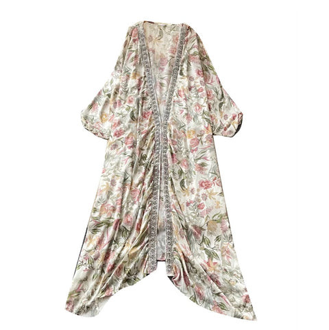 Deep V-neck Beaded Shawl Dress