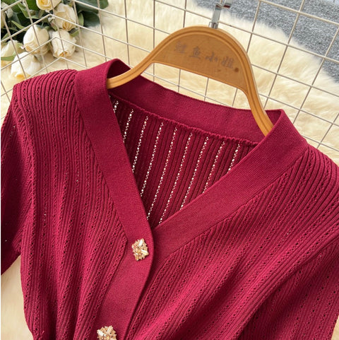 Ruffled Cardigan & Skirt Knitted 2Pcs
