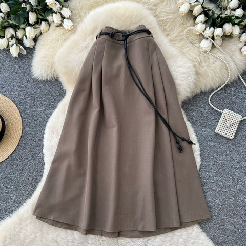 Elegant A-line Casual Pleated Skirt