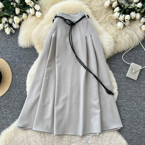 Elegant A-line Casual Pleated Skirt