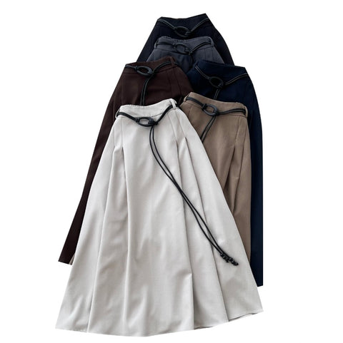 Elegant A-line Casual Pleated Skirt