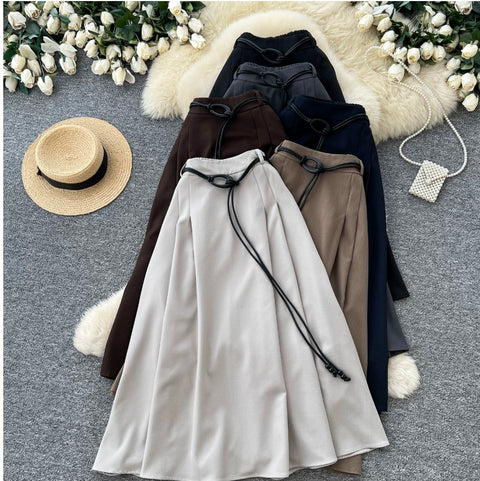 Elegant A-line Casual Pleated Skirt