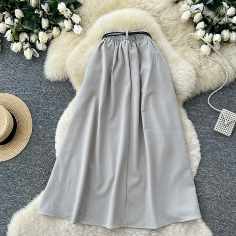 Elegant A-line Casual Pleated Skirt