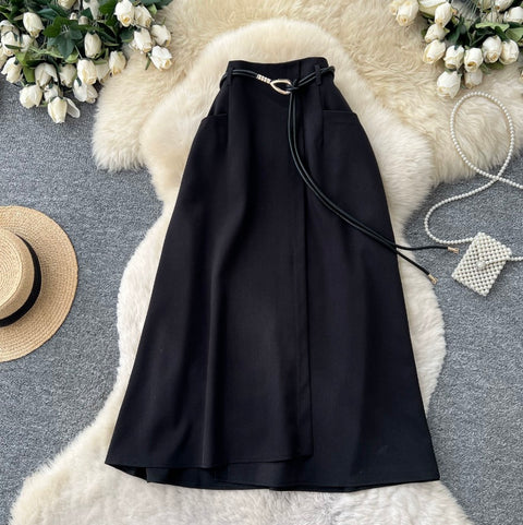 Elegant Pleated Skirt with Belt