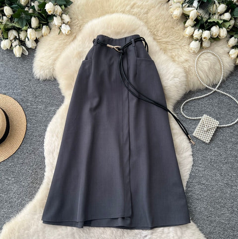 Elegant Pleated Skirt with Belt