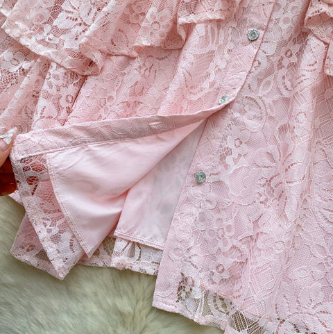 French Style Hollowed Lace Shirt