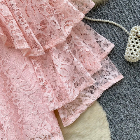 French Style Hollowed Lace Shirt