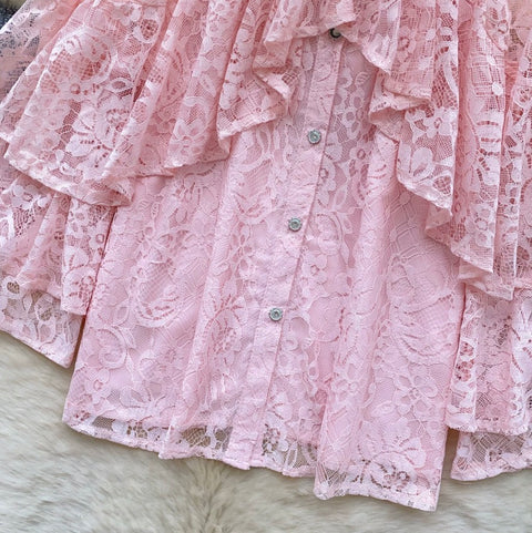 French Style Hollowed Lace Shirt